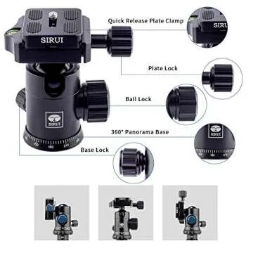 SIRUI Tripod for Camera, 2-in-1 Aluminum Camera Tripod Monopod, Compact Travel Tripod with 360 Panorama Ball Head, Professional Tripod for DSLR Video Camcorders 17,6lbs Load (MT1005+M10)