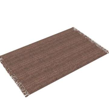nuLOOM 6x9 Daniela Jute Tassel Hand Woven Area Rug, Chocolate, Solid Chunky Farmhouse Design, Natural Fiber, For Bedroom, Dining Room, Living Room, Hallway, Office, Entryway