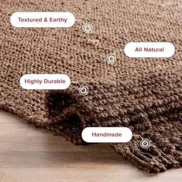 nuLOOM 6x9 Daniela Jute Tassel Hand Woven Area Rug, Chocolate, Solid Chunky Farmhouse Design, Natural Fiber, For Bedroom, Dining Room, Living Room, Hallway, Office, Entryway