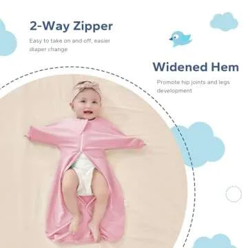 ZIGJOY Shark-Fin Transition Swaddle - 1.0 Tog Baby Sleep Sack Soft Cotton Transitional Swaddle Baby Wearable Blanket with 2-Way Zipper for All Seasons, Pink&Flower, 3-6 Months