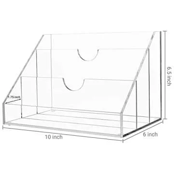 MyGift 3-Slot Clear Acrylic Tabletop Mail Sorter and Desktop Letter Organizer for Classroom, Office, Home