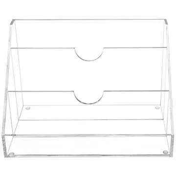 MyGift 3-Slot Clear Acrylic Tabletop Mail Sorter and Desktop Letter Organizer for Classroom, Office, Home