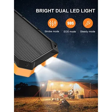 42800mAh Solar Power Bank Fast Charging 4 USB Ports LED Flashlight