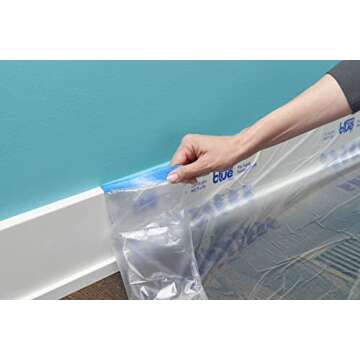 ScotchBlue Pre Plastic Painters Tape with Bladed Dispenser, 24 in x 30yd, Tape & Masking Film Combined in One Product, Static Cling to Stay in One Place, No Residue Masking Tape (PTD2093EL-24-S)