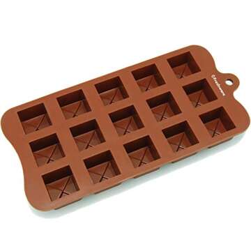Freshware 15-Cavity Silicone Tiered Square Chocolate, Candy and Gummy Mold