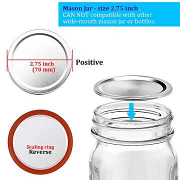 Moment Dextrad 120 PCS Canning Lids, Regular Mouth Mason Jar Lids, Premium Metal Split-Type with Air...