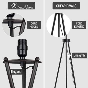 Kira Home Sadie Tripod LED Floor Lamp with Bulb