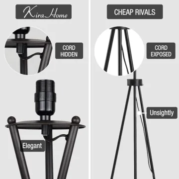 Kira Home Sadie Tripod LED Floor Lamp with Bulb