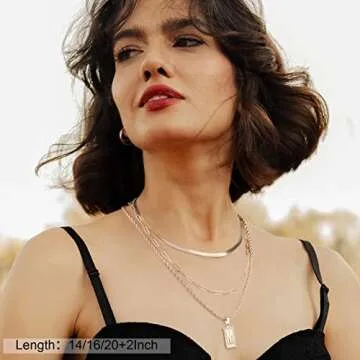 Layered Initial Necklaces for Women, 14K Gold Plated Layering Snake Choker Necklace Paperclip Chain Necklace Square Letter M Initial Necklace Gold Layered Necklaces for Women Gold Necklaces for Women