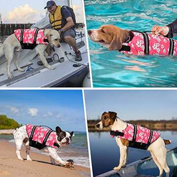 Doglay Dog Life Jacket, Dog Life Vest for Swimming Boating, Adjustable Puppy Life Jacket with Reflec...