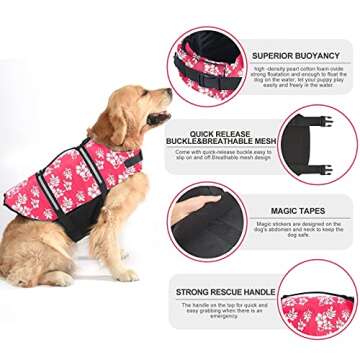 Doglay Dog Life Jacket, Dog Life Vest for Swimming Boating, Adjustable Puppy Life Jacket with Reflective Stripes, Superior Buoyancy Dog Swimming Vest for Small Medium and Large Dogs