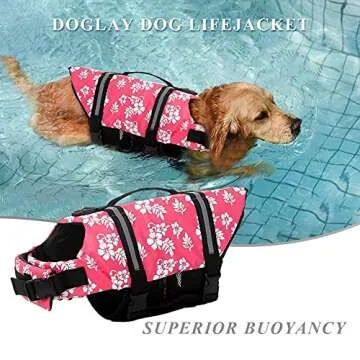 Doglay Dog Life Jacket, Dog Life Vest for Swimming Boating, Adjustable Puppy Life Jacket with Reflective Stripes, Superior Buoyancy Dog Swimming Vest for Small Medium and Large Dogs