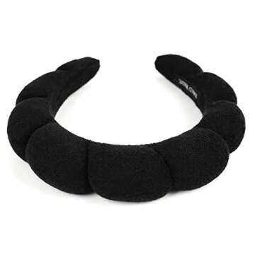 Dalin Spa Headband for Women, Makeup Headband for Sponge & Terry Towel Cloth Fabric Hair Band and Versed Headband for Washing Face, Makeup Removal, Shower, Skincare(Black-1 Pc)