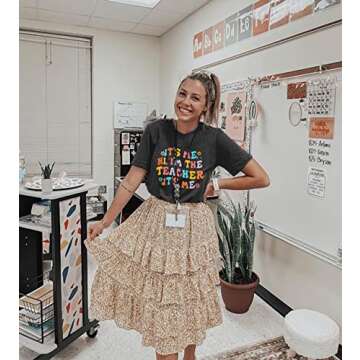 It's Me Hi I'm The Teacher Shirts Women Funny Teacher Life Tshirt Casual Teachers Appreciation Gift Tee Tops Deep Gray