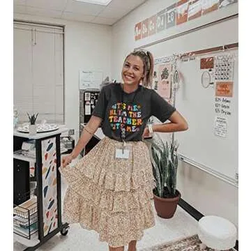 It's Me Hi I'm The Teacher Shirts Women Funny Teacher Life Tshirt Casual Teachers Appreciation Gift Tee Tops Deep Gray