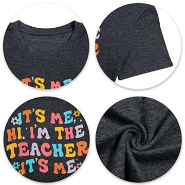 It's Me Hi I'm The Teacher Shirts Women Funny Teacher Life Tshirt Casual Teachers Appreciation Gift Tee Tops Deep Gray