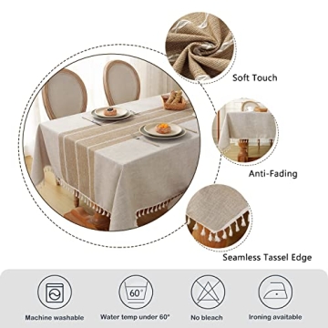 Burlap Waterproof Tablecloth for Kitchen Dining