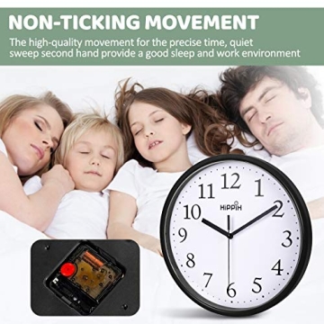 HIPPIH Silent Non-Ticking Wall Clock Set for Home Office
