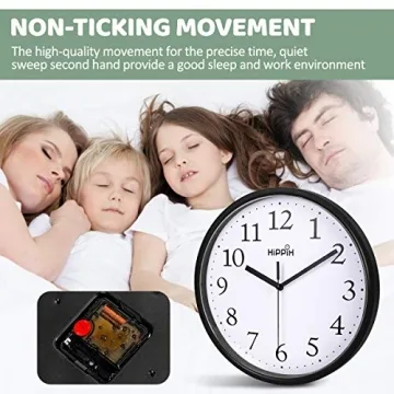 HIPPIH Silent Non-Ticking Wall Clock Set for Home Office