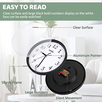 HIPPIH Silent Non-Ticking Wall Clock Set for Home Office