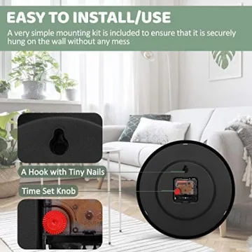 HIPPIH Silent Non-Ticking Wall Clock Set for Home Office