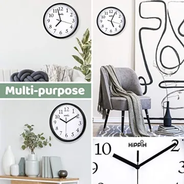 HIPPIH Silent Non-Ticking Wall Clock Set for Home Office
