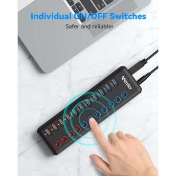Wenter 11-Port USB Hub with Smart Charging & Switches