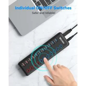 Wenter 11-Port USB Hub with Smart Charging & Switches