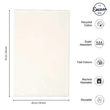 Encasa XO Kitchen Dish Towels Set | Solid Off White | Waffle Weave and Flat Hand Tea Towel | 28"x18" | Quick Drying Reusable Cotton Washcloths | Multipurpose Lightweight Dishcloths Set of 4