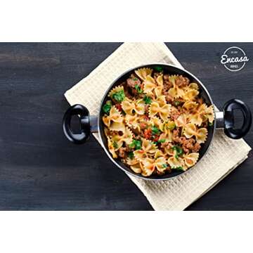 Encasa XO Kitchen Dish Towels Set | Solid Off White | Waffle Weave and Flat Hand Tea Towel | 28"x18" | Quick Drying Reusable Cotton Washcloths | Multipurpose Lightweight Dishcloths Set of 4