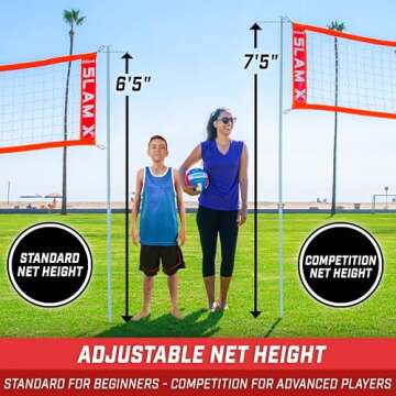 GoSports Slam X Huge 21 ft x 21 ft 4 Way Volleyball Game Set - Ultimate Backyard & Beach Game For Kids And Adults
