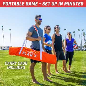 GoSports Slam X Huge 21 ft x 21 ft 4 Way Volleyball Game Set - Ultimate Backyard & Beach Game For Kids And Adults