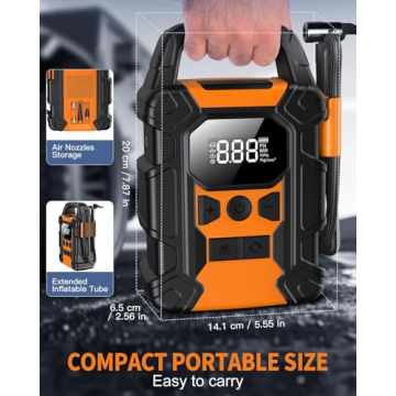 ZonGym Portable Tire Inflator - 150PSI Air Compressor for Cars, Bikes & More