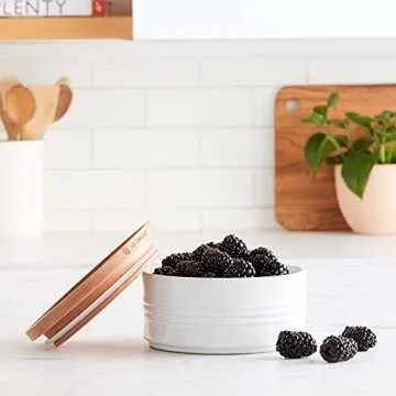 Le Creuset Canister with Wood Lid - 23 oz, White