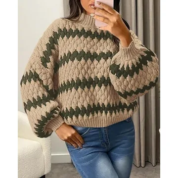 KIRUNDO Women’s Cozy Fall Sweater 2024 Oversized Mock Neck