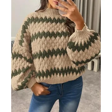 KIRUNDO Women’s Cozy Fall Sweater 2024 Oversized Mock Neck