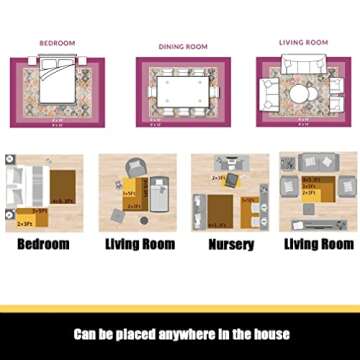 LIKETN Bohemia Vintage Area Rug Boho Floral Luxury Decor Carpet for Farmhouse Bedroom Living Room Courtyard Kitchen Runner Mat Non Slip Bathroom Rugs Indoor Outdoor Doormat 3.2' X 6.5'/Pink