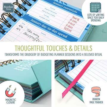 Boxclever Press Budget Book. Budget Planner with Pockets to Organize Cash Flow, Bills & More (Turquoise)