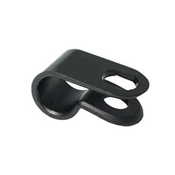 Alamic Cable Clamp R-Type Cable Clip Wire Clamp 1/4-inch Nylon Screw Mounting Cord Fastener Clips with Screws for Wire Management - 50 Pcs Cable Clamps + 50 Pcs Screws