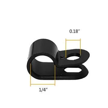 Alamic Cable Clamp R-Type Cable Clip Wire Clamp 1/4-inch Nylon Screw Mounting Cord Fastener Clips with Screws for Wire Management - 50 Pcs Cable Clamps + 50 Pcs Screws