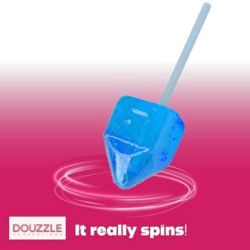 DOUzzle Hanukkah Candy Dreidels for Kids, Dreidel Spin Pops, Individually Wrapped Assorted Fruity Flavors (12 Pcs Per Pack) Hanukah Party Favors, Happy Chanuka Sweet Treat & Gifts - Kosher Parve