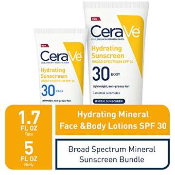 Cerave Sunscreen Bundle SPF 30 | Contains Mineral Sunscreen for Face SPF 30, 2.5 Ounce, and Mineral Body Sunscreen SPF 30, 5 Ounce 1 ea