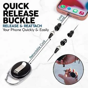 Phone Assured Retractable Phone Tether - Never Lose or Break a Phone with Our Durable Phone Leash - Anti-Theft and Anti-Drop Phone Lanyard Tether