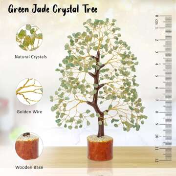 Green Jade Chakra Tree of Life Crystal Tree for Positive Energy, Feng Shui Home Decor - Handmade Gem...