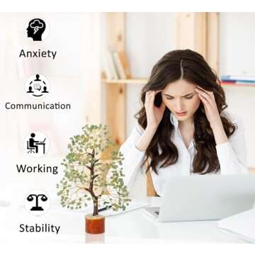 Green Jade Chakra Tree of Life Crystal Tree for Positive Energy, Feng Shui Home Decor - Handmade Gemstone Tree, Money Tree Bonsai - Green Healing Crystals, Wealth & Good Luck Stones Spiritual Gift