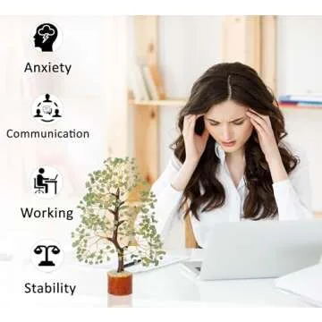 Green Jade Chakra Tree of Life Crystal Tree for Positive Energy, Feng Shui Home Decor - Handmade Gemstone Tree, Money Tree Bonsai - Green Healing Crystals, Wealth & Good Luck Stones Spiritual Gift