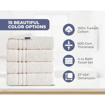 Soft and Absorbent 100% Cotton Bath Towels 4 Pack