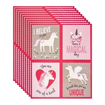 American Greetings Unicorn Valentine's Stickers for Kids