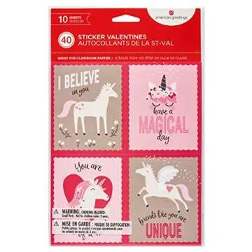 American Greetings Unicorn Valentine's Stickers for Kids