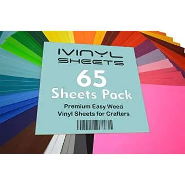 iVinyl 65 Sheets 12x12 Permanent Assorted Craft Vinyl